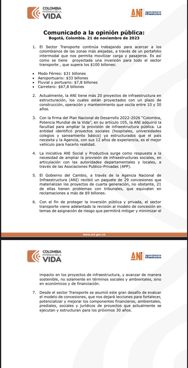 ANI_Colombia's tweet photo. #Comunicado📰 a la opinión pública ⬇️⬇️ https://t.co/iq2DPBuf0c