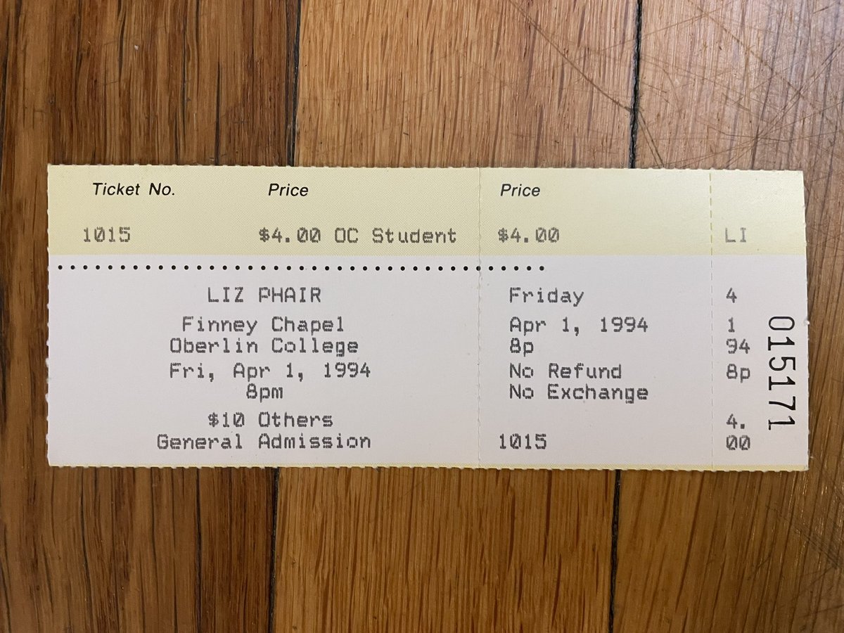 That time freshman year when I booked #LizPhair to play in the chapel at her alma mater, 10 months after the album came out. $4. @oberlincollege