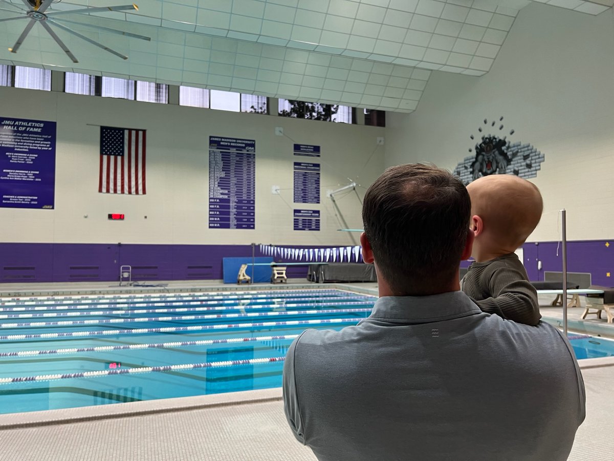 FreitagB's tweet photo. Back on campus for the first time in 15 years! Thanks for the opportunity to swing by @JMUSwimDive! https://t.co/KlbTdgwFpU