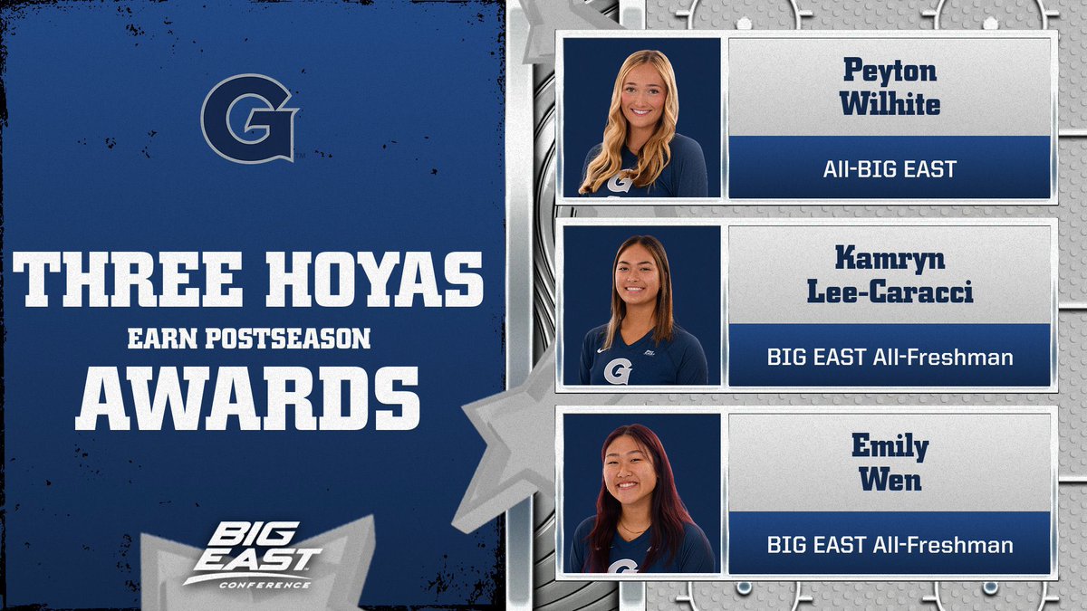 Congratulations to three of our amazing Hoyas on earning postseason honors! Peyton Wilhite: All-BIG EAST Emily Wen and Kamryn Lee-Caracci: BIG EAST All-Freshman #HoyaSaxa