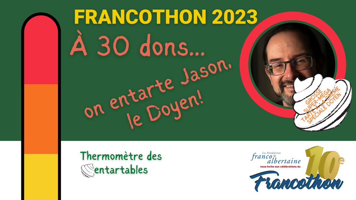 UAlbertaCSJ's tweet photo. #Francothon2023 de la @FrabFondation: donnez généreusement en soutien à la communauté étudiante du Campus et contribuez à entarter... Jason, @Doyen_CSJ ! 😁
#GROSSESUPERMEGATARTEÀLACRÈMESPÉCIALEDOYEN
👉https://t.co/Ibko17vdqY
#frab #frcan #générosité #francothon https://t.co/GWiTDtrLQG