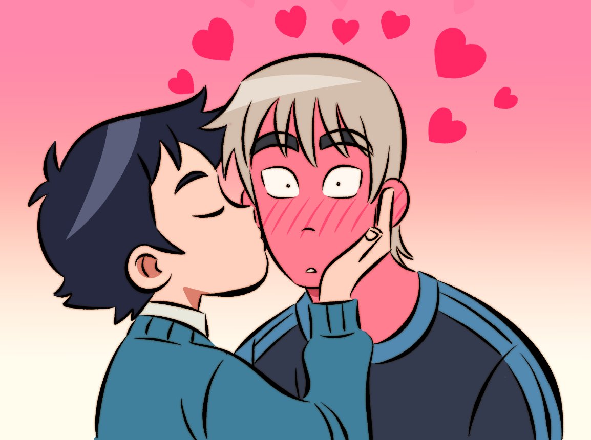 yaoi multiple boys 2boys male focus kiss blush heart  illustration images