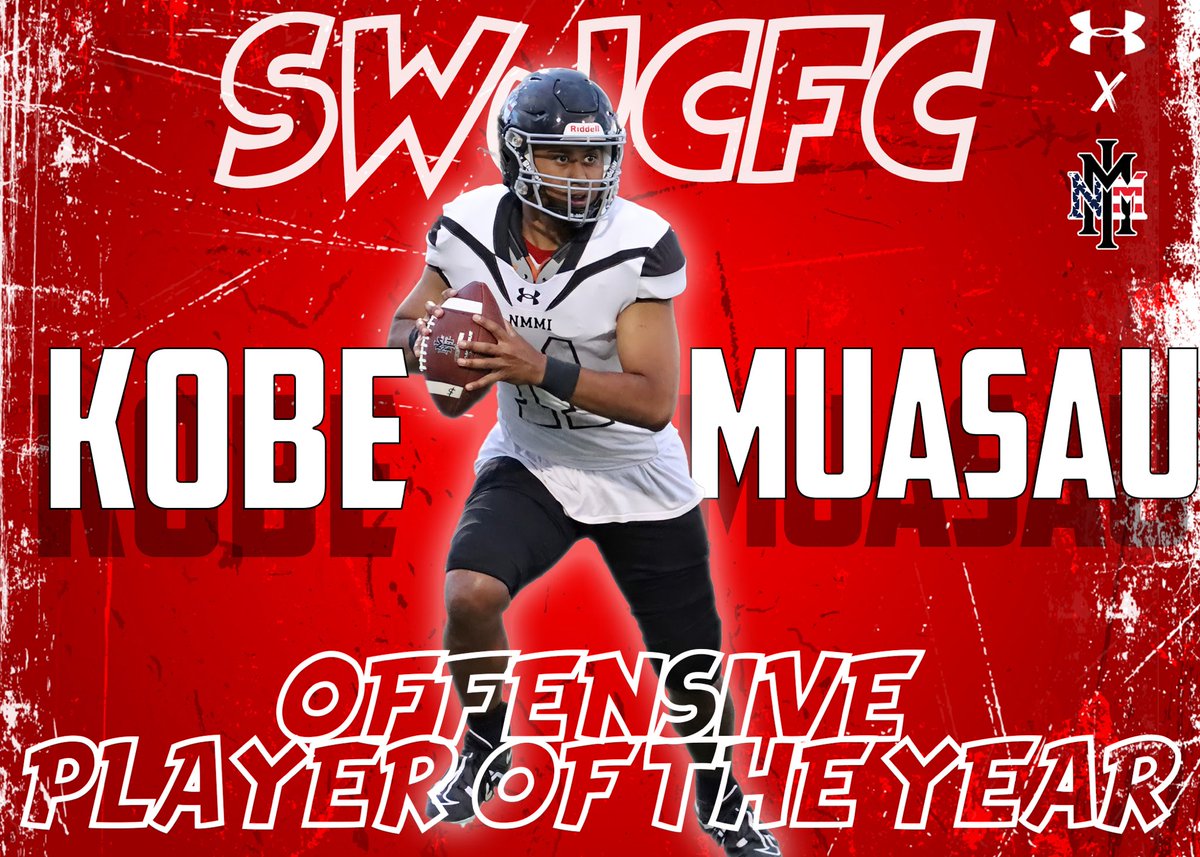 NMMI Football (@nmmibroncos) on Twitter photo 🚨2023 South West Junior College Football Conference🚨
Offensive Player of the Year
<a href="/KobeMuasau/">Kobe Muāsau</a>
#GRINDHOUSE 🚨2023 South West Junior College Football Conference🚨
Offensive Player of the Year
<a href="/KobeMuasau/">Kobe Muāsau</a>
#GRINDHOUSE