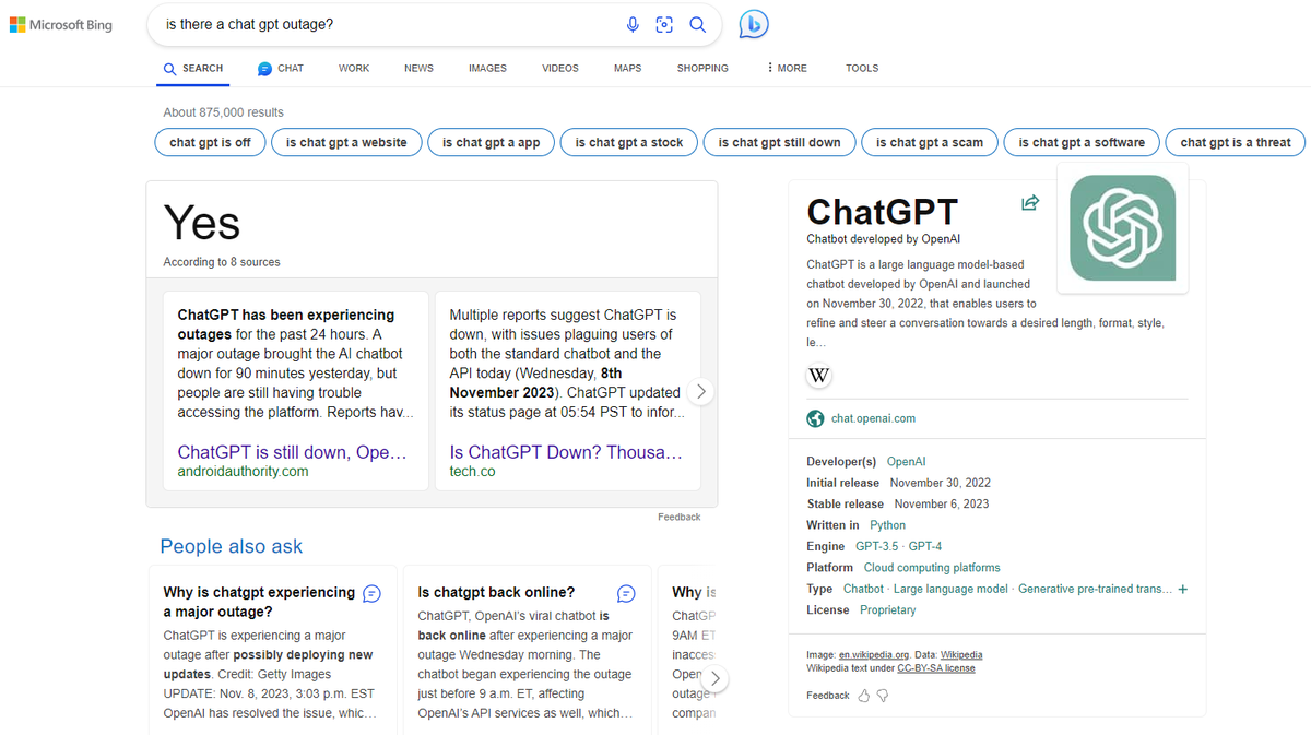 Just how badly did <a href="/sama/">Sam Altman</a> "leaving" impact ChatGPT??

This can't be a 'coincidence' can it?

(In other news following <a href="/satyanadella/">Satya Nadella</a>'s post, am super excited at the prospect of a new group within our company dedicated to AI and <a href="/sama/">Sam Altman</a> leading it!)