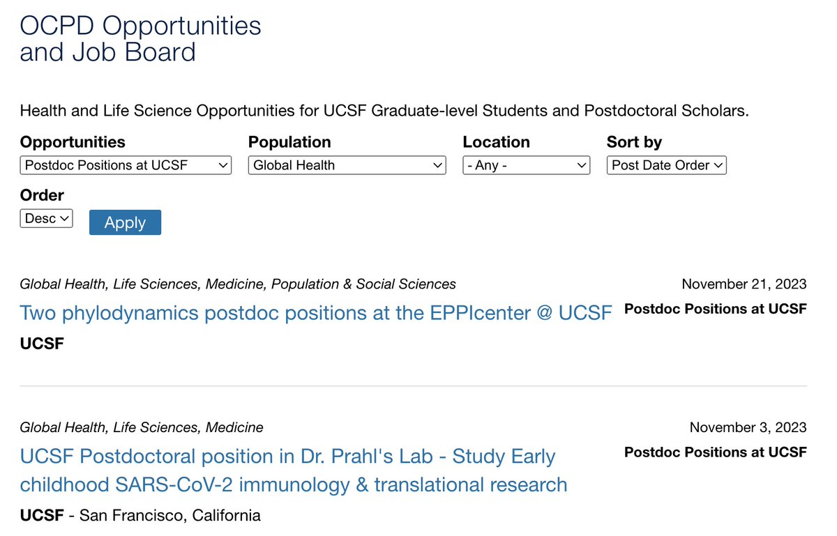 Teresa Moeller 🐀 (@zlatev101) on Twitter photo #GlobalHealth #postdoc #Jobs at <a href="/UCSF/">UC San Francisco</a>
opportunities.ucsf.edu
#phylodynamics <a href="/mkprahl/">Mary Prahl, MD</a> <a href="/EPPIcenter_UCSF/">@EPPIcenter at UCSF</a>
<a href="/nicfelm/">Nicola Felix Müller</a> #GlobalHealth #postdoc #Jobs at <a href="/UCSF/">UC San Francisco</a>
opportunities.ucsf.edu
#phylodynamics <a href="/mkprahl/">Mary Prahl, MD</a> <a href="/EPPIcenter_UCSF/">@EPPIcenter at UCSF</a>
<a href="/nicfelm/">Nicola Felix Müller</a>