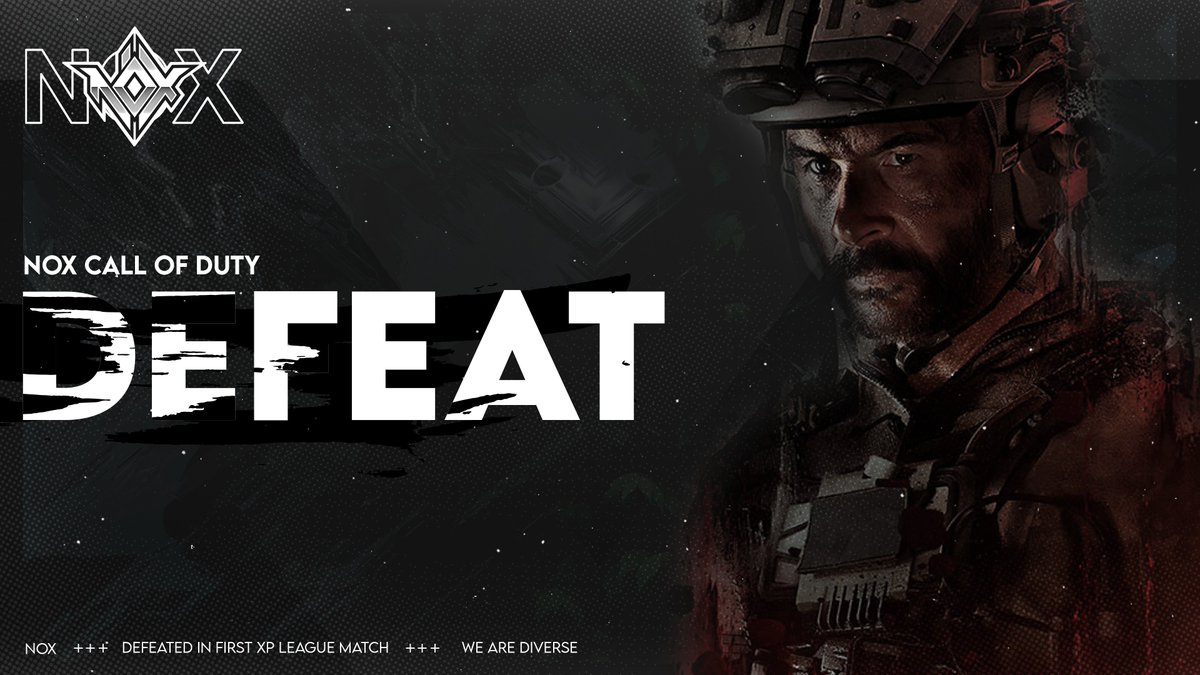 🚨DEFEAT🚨

Unfortunate outcome. Defeat for our NoX Call of Duty boys. GG to <a href="/PulsiveNA/">Pulsive Gaming</a> with the 3-0 victory. <a href="/XP_Leagues/">XP League</a> 

▪️ <a href="/_roomss/">Rooman</a> 
▪️ <a href="/iKIREVAD/">dave</a>
▪️ <a href="/Replays4k/">Kevin</a> 
▪️ <a href="/mikepham_jpg/">sadboi</a> 

We'll get them next time boys! #NoX