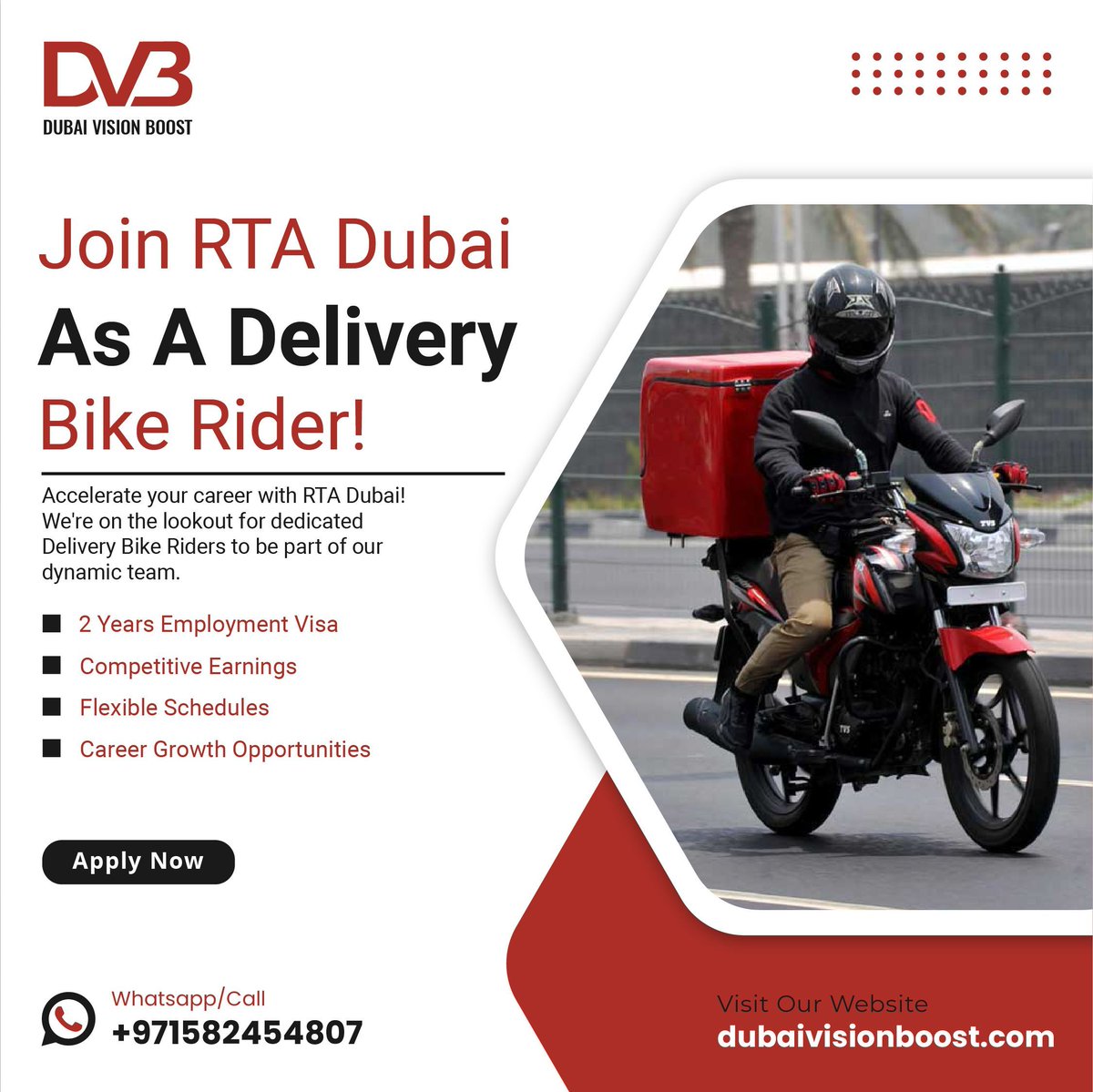 DvbDubai's tweet photo. 🛵 Join RTA Dubai as a Delivery Bike Rider! 🚀
Accelerate your career with RTA Dubai! We're on the lookout for dedicated Delivery Bike Riders to be part of our dynamic team. 🌐
Apply Now!
https://t.co/ApOyPg9GW2
#RTADubai #BikeRidersWanted #NowHiring #DeliverWithRTA https://t.co/8ofTwyOmQE