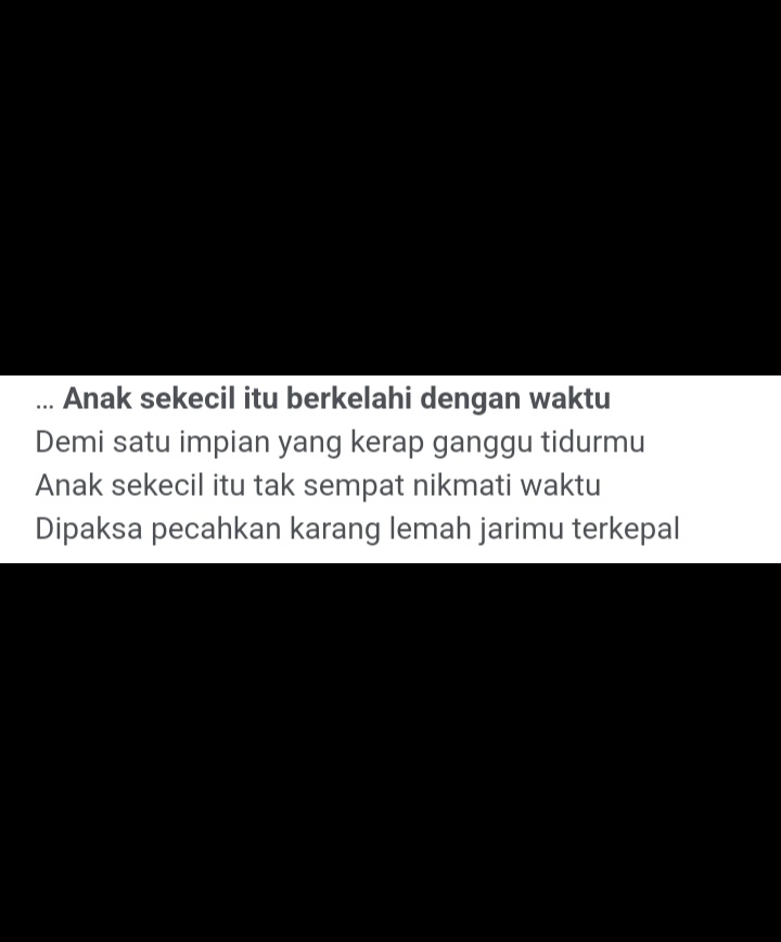 Anak yang dipaksa Pak Lurah dan Bu Lurah. Jadinya kasihan