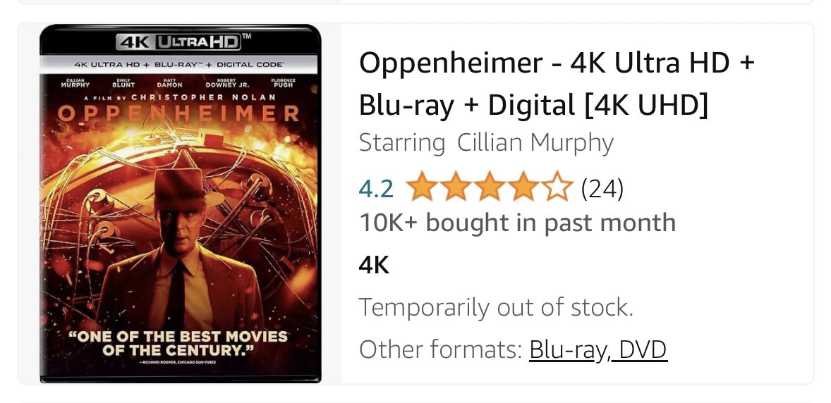 Oppenheimer (4k/uhd + Blu-ray + Digital) : Target