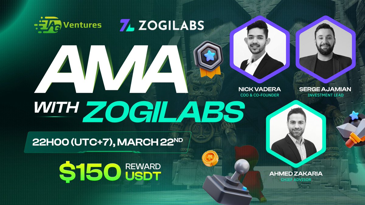 BLOK_Community's tweet photo. 🔥 ZogiLabs #AMA, hosted by TAG Community.

- Venue: https://t.co/4TboQWqHc5.
- Time: November 22th at 22:00 (UTC +7).
- Reward: $150.

‼️ Rules:
- Follow: @ZogiLabs &amp; @TAGVenturesVN.
- RT, Tag 3 Friends.
- Max 5 Questions per Attendee https://t.co/qgL5o1OBvm
