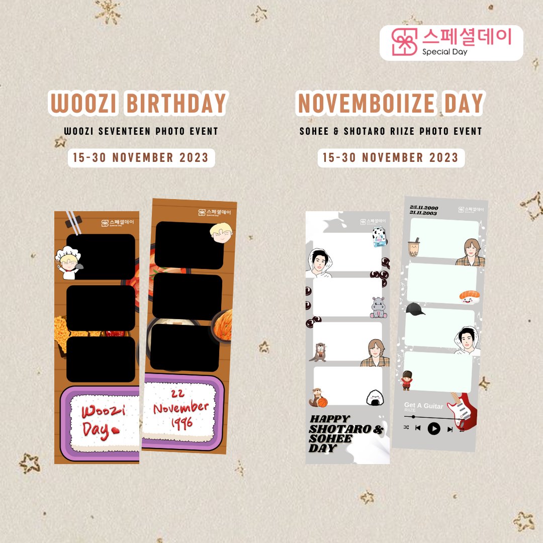 specialday_id's tweet photo. ✨WOOZI SEVENTEEN Birthday Frame (15-30 November 2023)
✨SOHEE RIIZE &amp; SHOTARO RIIZE Birthday Frame (15-30 November 2023) https://t.co/mebCa9fTUJ