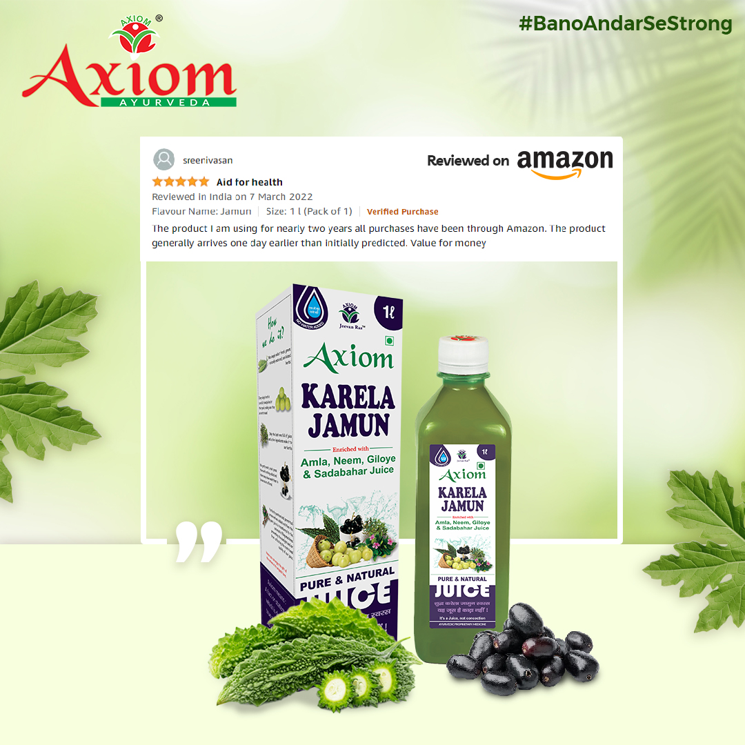 Delighted to share the love and satisfaction from our wonderful customers! 📷📷 Assure your health with every sip of our Karela Jamun Juice.

#BanoAndarSeStrong with Axiom Ayurveda!📷

#AxiomAyurveda #SipToSatisfaction #HealthGuarantee #CustomerLoveInEveryDrop
