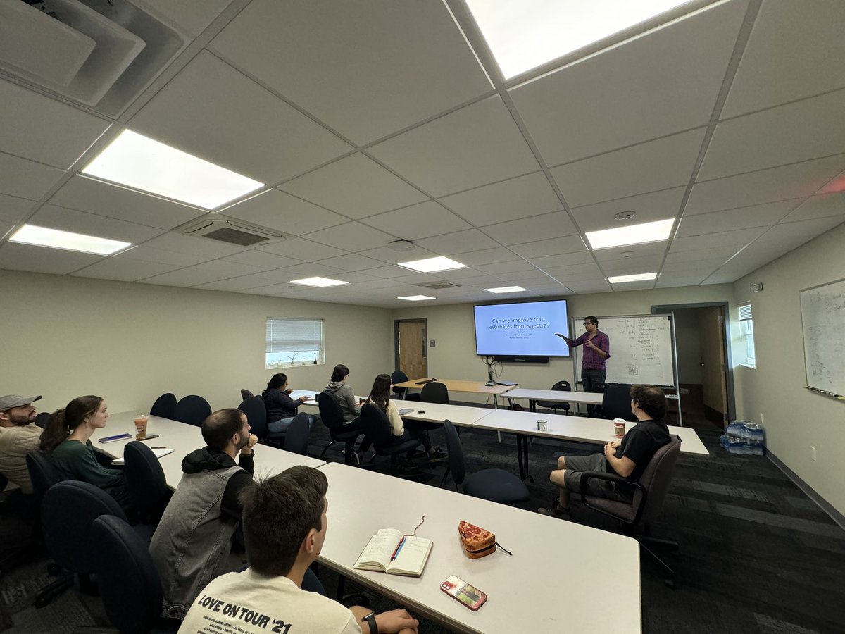 wmhammond's tweet photo. Our lab had a visit from @ShanKothari this week! What a great opportunity for everyone to learn from such a brilliant and kind scientist. After a thought provoking seminar today, he even helped @Gerard_Sapes install a psychrometer on a Magnolia tree we named Shan in his honor! https://t.co/ie5yUK15DH