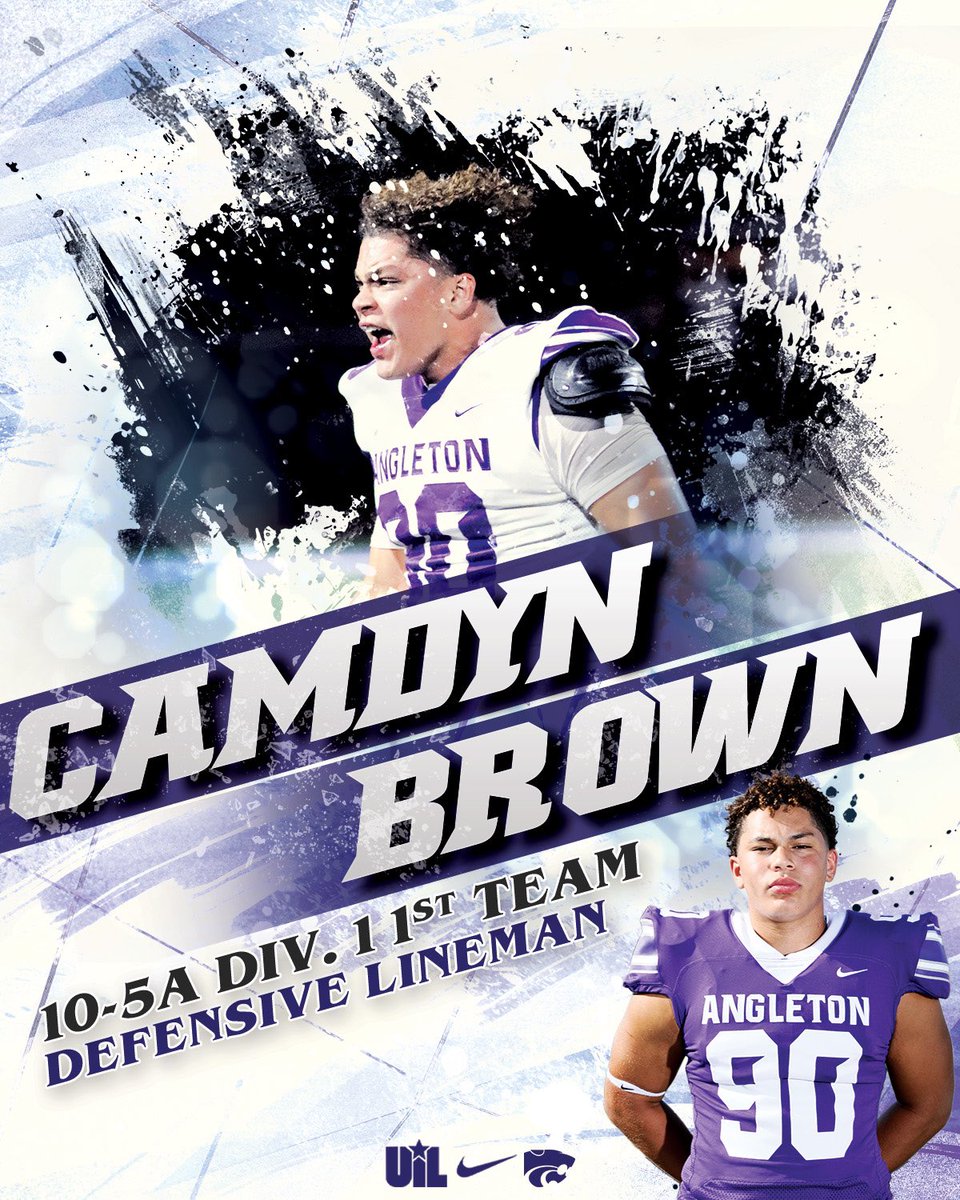 PurpleReignFB's tweet image. District 10-5A Division 1, 1st Team Defensive Line, Cam Brown 🟣🟣🟣