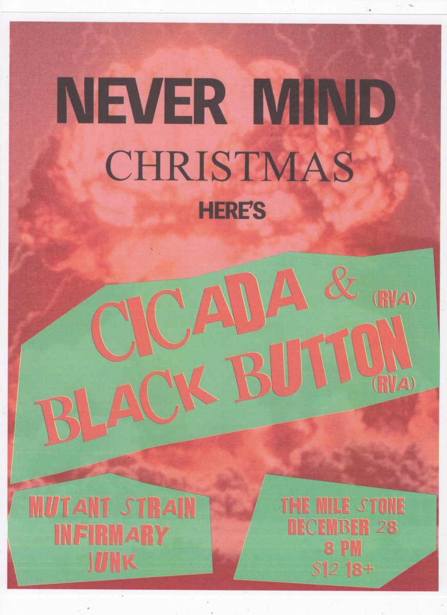 MILESTONECLUB's tweet image. #Cicada #BlackButton #MutantStrain #Infirmary &amp;amp; #Junk LIVE at #TheMilestoneClub in #CharlotteNC on Thursday 12/28! ages 18 &amp;amp; up welcome / $12 advance tickets ON SALE NOW at freshtix.com/events/blackbu…
#milestone #milestoneclub #charlotte #clt #nc #cltnc #clture #themilestone #qc &amp;lt;3