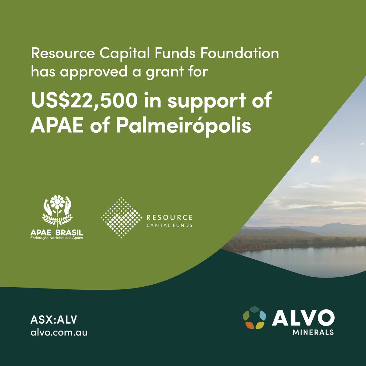 AlvoMinerals's tweet photo. $ALV is thrilled to announce that the RCF Foundation has approved a grant for US$22.5K in support of @brasilfenapaes, in line with its commitment to supporting local charities in the regions where its investment companies operate.

APAE is a local charity in Palmeiropolis that works with & supports disadvantaged people.

#ALV #REE #ASX