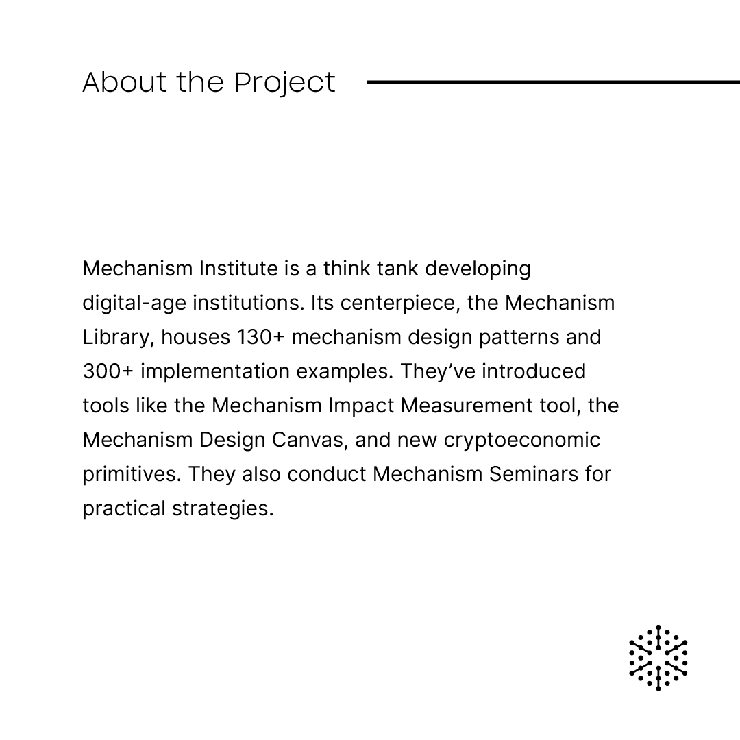 OpenCivics's tweet photo. Showcase: Genesis Round Grantee – @mechanism_inst
Donate: https://t.co/7JtMaT9kQJ
#GG19 #Gitcoin #deciv https://t.co/VQJLp6cZ55