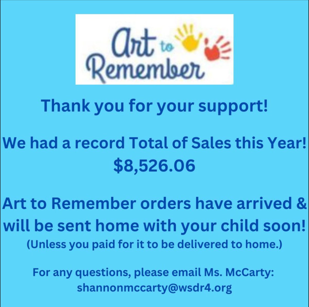 MsArtyMcCarty's tweet photo. Art to Remember Orders are IN! 🎨
Check backpacks (some may go home next week)! 

A HUGE THANK YOU to all our amazing DRE Families for your support!! Thank you. 🙌🏼💕

Love seeing all the art go home to loved ones in these cute keepsakes!! How cool are these?! 😍

@discovery_ridge https://t.co/eZWV58Ddp1