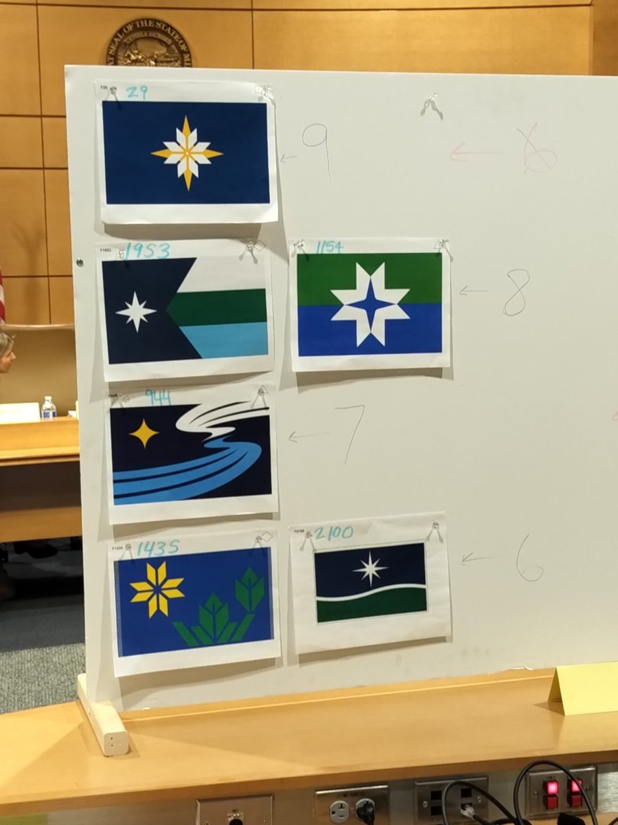 bbierschbach's tweet photo. OK, Minnesota here are your six state flag finalists. They can tweak any of these designs, but one will eventually be picked as the basis for the final flag. https://t.co/ZEnTdiWhOE