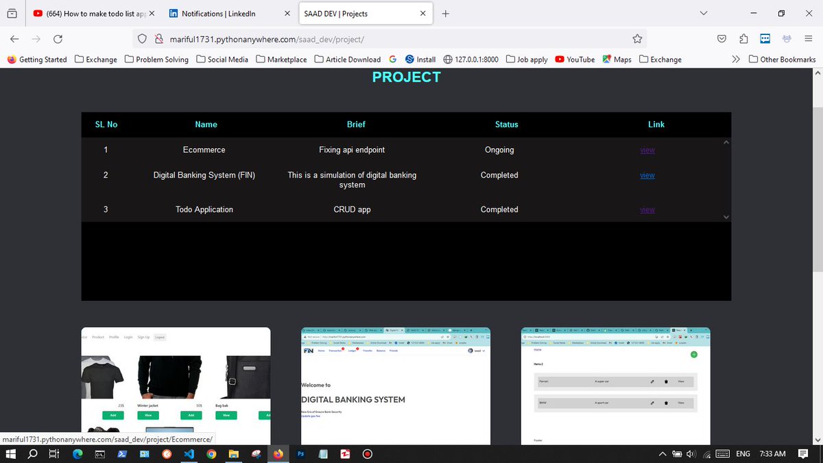 Mariful24860450's tweet photo. My personal projects are demonstrated in my portfolio website. These projects are e-commerce, digital banking system (Fin), todo rest api app
#softwaredevelopment #webdevelopment #softwareengineering #python #django #reactjs #react #djangorestframework #javascript #restapi https://t.co/WoFGTmrOGf