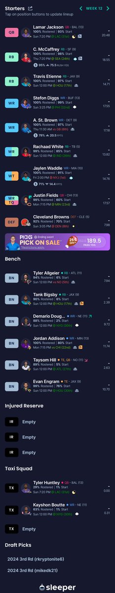 ColeTheede's tweet photo. @heathcummingssr 22-0. 12 team dynasty superflex @RKryptonite @Eric_Schuler @Lew1sGrossman @brycedcmn https://t.co/ws5NP5fyFz