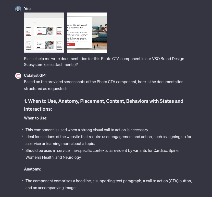 GregHuntoon's tweet photo. Do you spend hours writing DS documentation for components? Figma plugins help...or, just upload pictures & screenshots of @figma components to my custom DS GPT.
I still edit/fine-tune of course, but this is the starting point.
Me? I've got my 10k hrs * 5. #nomorebusywork https://t.co/wseXv98cJv