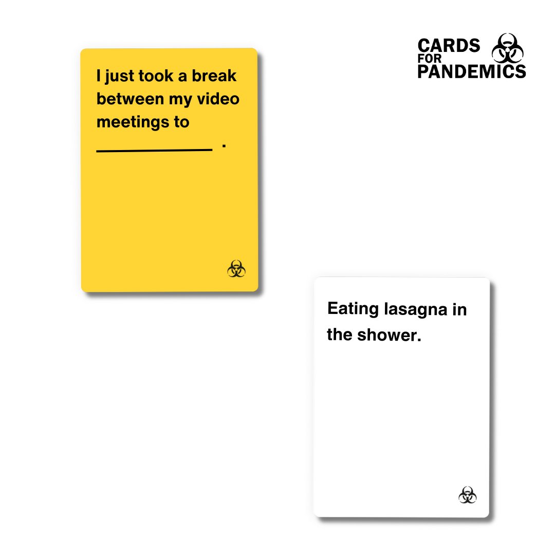 Sounds like a fantastic break! 🤪
.
#CardsForPandemics #CardGameSale #StayAtHomeFun #GameNightIdeas #PandemicHumor #LaughOutLoud #FamilyGameTime #FriendsAndFun #QuarantineLife #whatdoyoumeme #ShopLocal #SupportSmallBusiness #cardsagainsthumanities #FamilyLaughs #FriendsAndGames