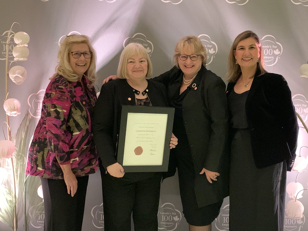 Thanks to everyone who makes ⁦<a href="/Carleton_U/">Carleton University</a>⁩ a top employer in Canada! We picked up the award tonight in Toronto #TopEmployer2024 ⁦<a href="/CU_President/">President & Vice-Chancellor of Carleton University</a>⁩ ⁦<a href="/CU_AVPHR/">Cindy Taylor</a>⁩