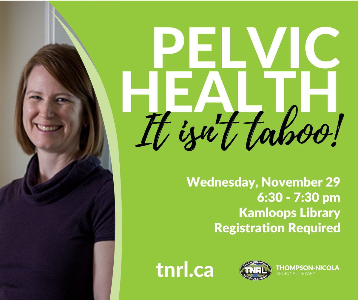 FREE at the library: discover everything you didn't know you needed to know about pelvic health! 👏

Join Pelvic Physiotherapist Nadawn Fraser  to explore everything pelvic health, from postpartum to menopause. Register now: tnrl.libcal.com/event/3744922 #pelvichealth #kamloopslibrary