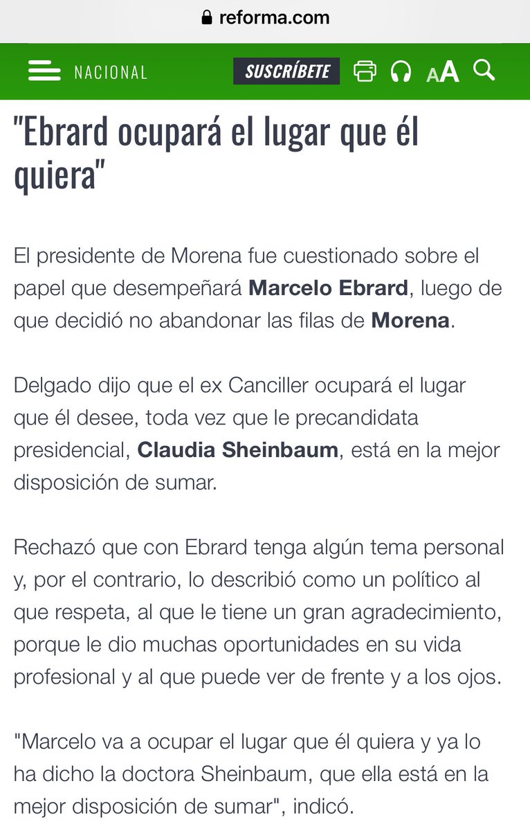 BernardoDeLMC's tweet photo. “Es un político al que yo admiro… al que respeto… le tengo un gran agradecimiento porque él me dio muchas oportunidades...” es lo que afirma @mario_delgado, Presidente Nacional del CEN de @PartidoMorenaMx, sobre @m_ebrard.

Agrega que Marcelo “…va a ocupar un lugar relevante… tiene mucho que aportar” y celebra su buen entendimiento con @Claudiashein.

Además, ratifica que los acuerdos que tengan ambos contarán con el respaldo del partido.

Hay claridad sobre la relevancia del papel de #Marcelo en la continuidad de la transformación.

Qué sigue? Avanzar. Avancemos, amigas y amigos.