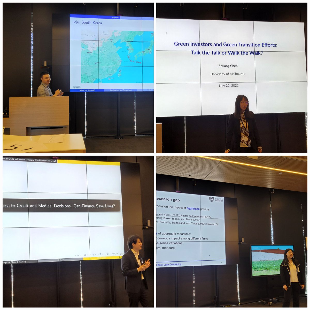 Elvira Sojli (@esojli) on Twitter photo The most exciting sessions <a href="/FIRN_AUS/">FIRN</a> annual meeting are those by new hires. Many bright new colleagues <a href="/chenshuangcufe/">Shuang Chen</a> (<a href="/UniMelb/">University of Melbourne</a>), Minso Ko (<a href="/MonashUni/">Monash University</a>), Janghoon Shon (<a href="/UNSW/">UNSW</a>) and Yang Wang (<a href="/sydney_business/">The University of Sydney Business School</a>) doing great work joining our FIRN community.
#FIRN2023 The most exciting sessions <a href="/FIRN_AUS/">FIRN</a> annual meeting are those by new hires. Many bright new colleagues <a href="/chenshuangcufe/">Shuang Chen</a> (<a href="/UniMelb/">University of Melbourne</a>), Minso Ko (<a href="/MonashUni/">Monash University</a>), Janghoon Shon (<a href="/UNSW/">UNSW</a>) and Yang Wang (<a href="/sydney_business/">The University of Sydney Business School</a>) doing great work joining our FIRN community.
#FIRN2023