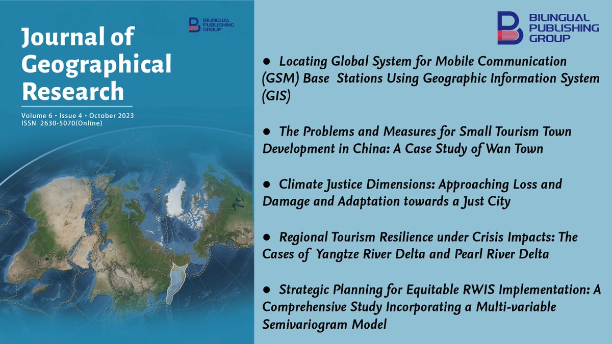 JGR_Office's tweet photo. Journal of Geographical Research 
Vol 6. No 4

DocDroid
https://t.co/n5upkDBiTo
Slideshare
https://t.co/l03mTkBH6Q
Scribd
https://t.co/lmzcxr59yC
YouTube
https://t.co/aBlWsJb7BT

For more information, visit our website https://t.co/Gzae8ILjXY
Email: jgr@bilpiblishing.com https://t.co/X9nY9YVnsG