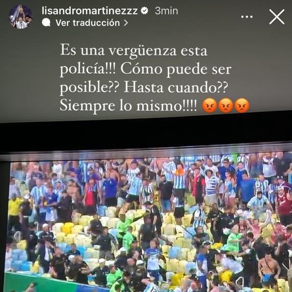 “It’s a shame to see what Brazilian police are doing! So how can that be possible? How long we have to see these scenes?! It’s always the same [in Brazil]”. 🇦🇷

Lisandro Martínez posting about tonight scenes.
