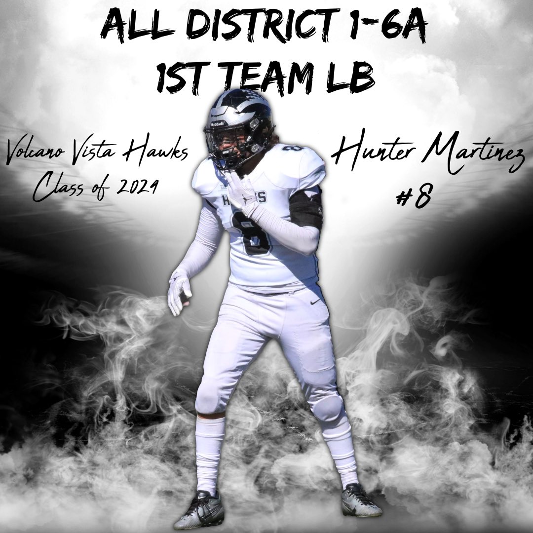 Congratulations All District 1-6A!

1st Team

Hunter Martinez <a href="/34_HunterM/">Hunter</a> 

Linebacker

Class of 2024

#GATA
