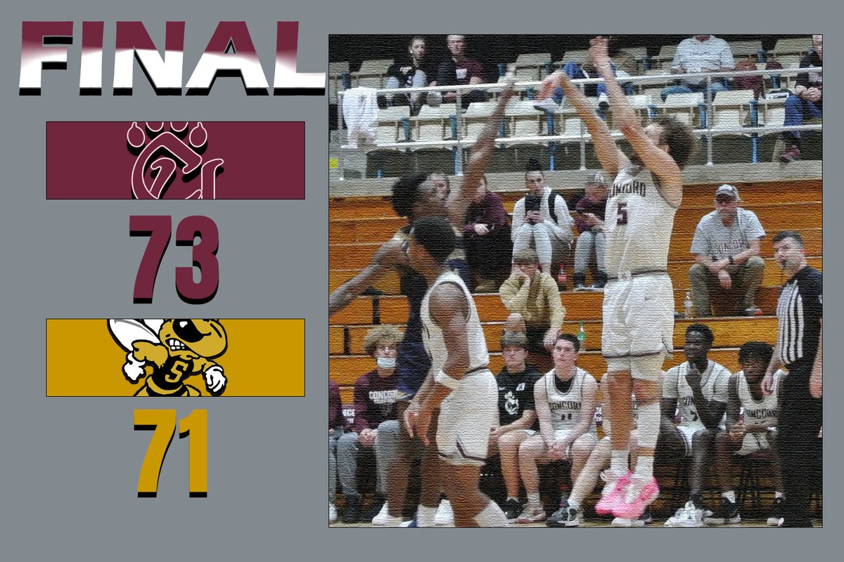 CUMountainlions (@cumountainlions) on Twitter photo .<a href="/CU_MBB/">Concord Basketball</a> Final
Concord 73
West Virginia State 71
CU comes back from a 14-point deficit to improve to 4-1. Jevon Laidler scores a team-best 17 points. Amare Smith nets 14 of his 16 points after halftime. Kollin Tolbert (14 points, 10 rebounds) collects a double-double .<a href="/CU_MBB/">Concord Basketball</a> Final
Concord 73
West Virginia State 71
CU comes back from a 14-point deficit to improve to 4-1. Jevon Laidler scores a team-best 17 points. Amare Smith nets 14 of his 16 points after halftime. Kollin Tolbert (14 points, 10 rebounds) collects a double-double