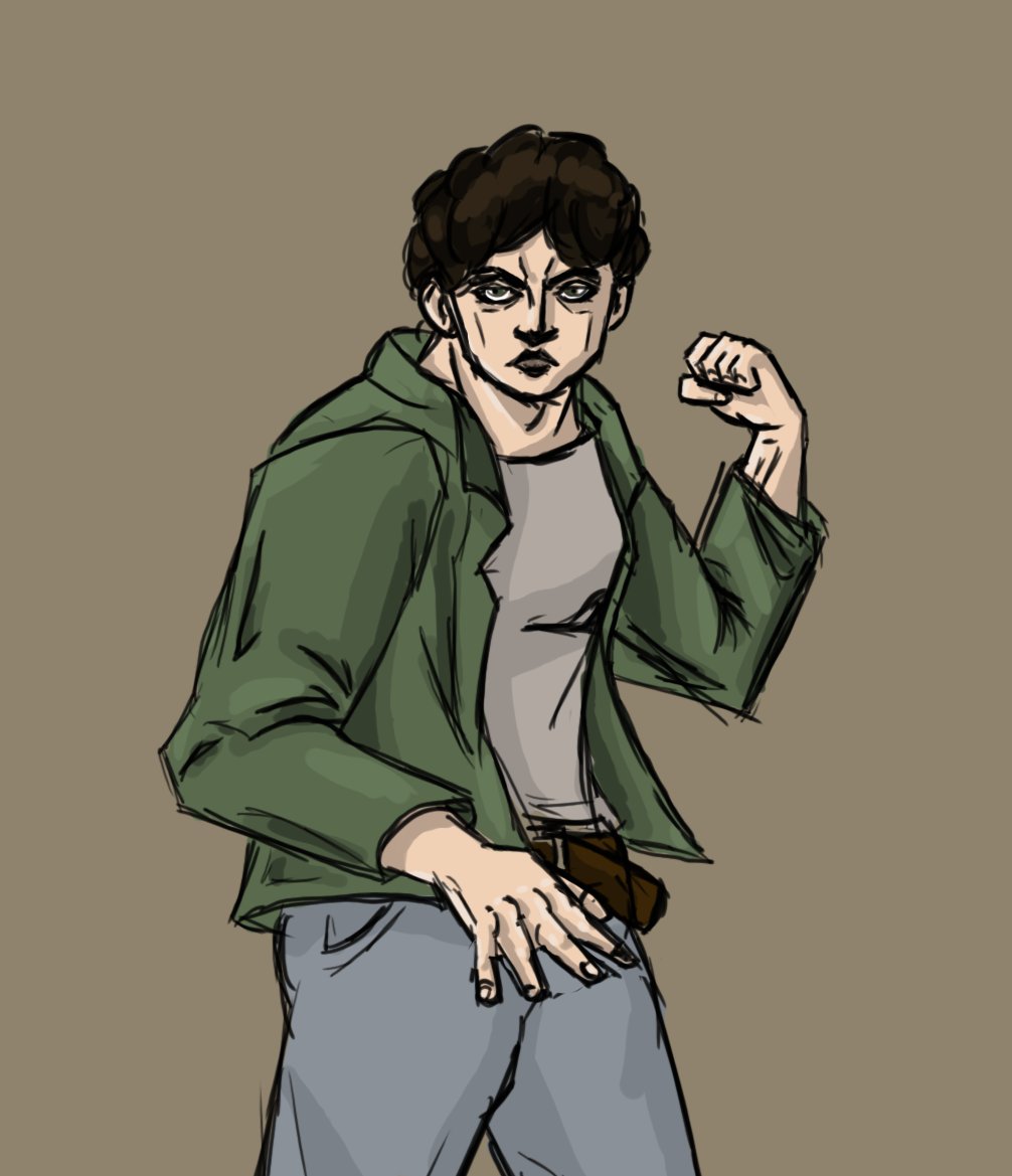 w3Kitt's tweet photo. Drawing Marcoh with a similar style to how I did Levi. I've started reading Jojo's recently so I tried to bring that out in him.

#FearandHunger #FearandHungerTermina #fanart https://t.co/MpjapBKTAA