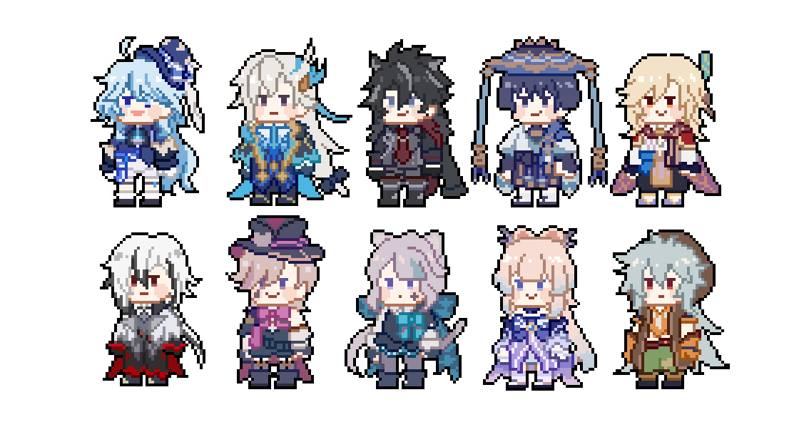 hrrrrrr's tweet photo. #原神 #Starrail #pixelart 
迷你立牌追加角色😊😊 https://t.co/tHzkartMSf