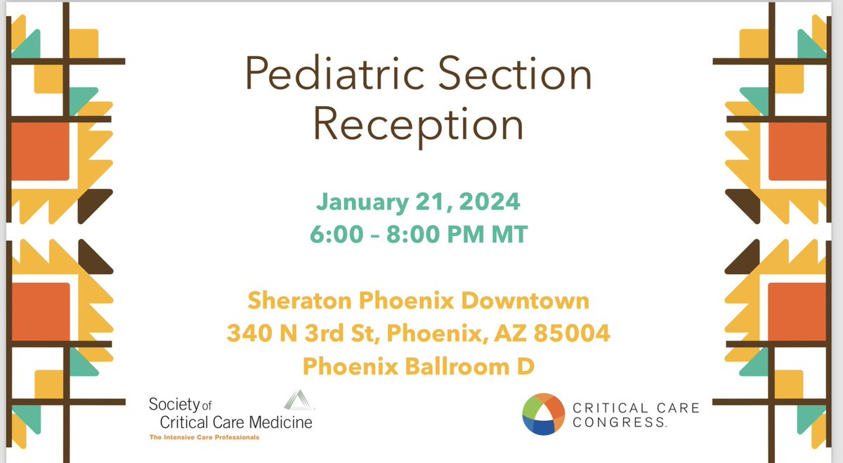 Please join us at Congress for our section reception immediately following the Peds YIR! #PedsICU #SCCM2024