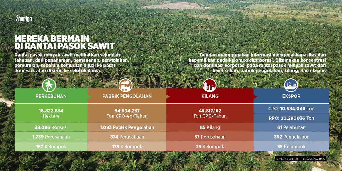 Trase secara komprehensif memetakan rantai pasokan minyak sawit Indonesia dari hulu hingga hilir. Sehingga kita dapat lebih memahami operasi dan dominasi kelompok korporasi di sektor ini. #rantaipasok #sawit #oilpalm