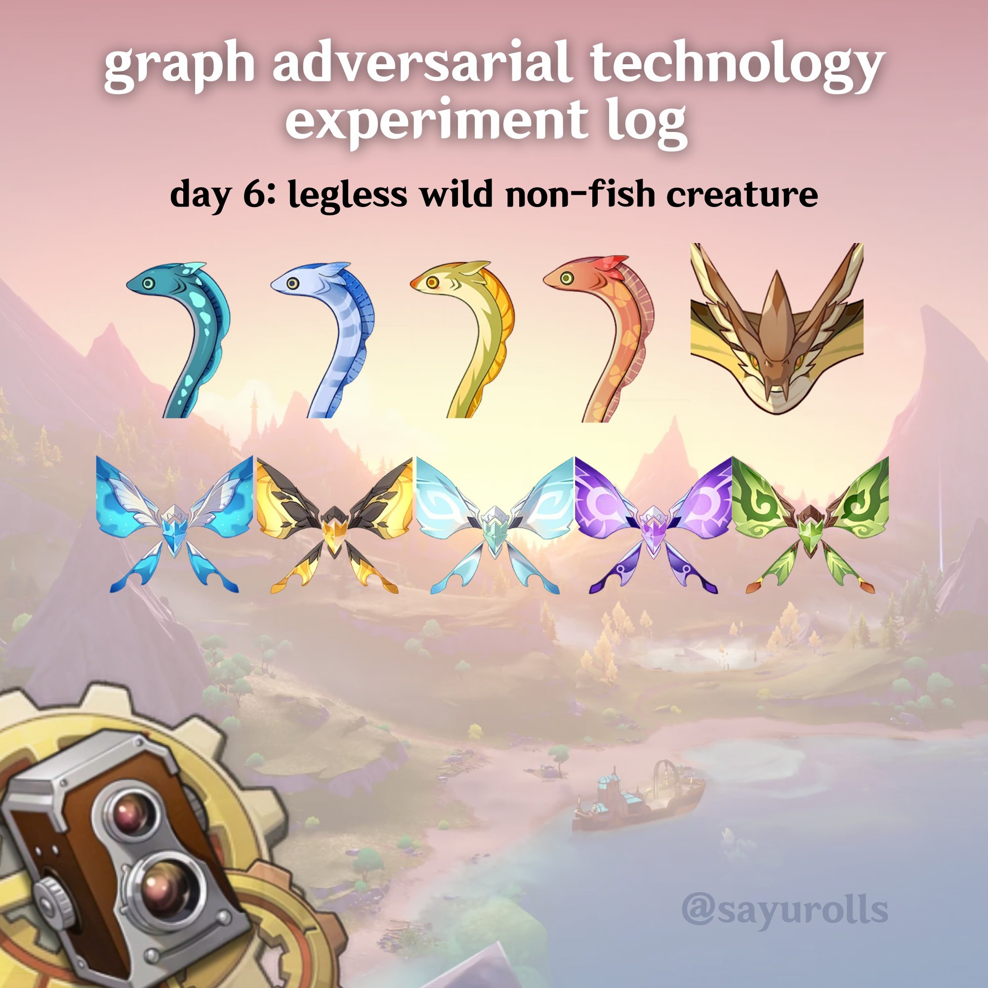 kao 🐧 | genshin pilot service sale! 📌 on X: graph adversarial technology  experiment log day 6: legless wild non-fish creature last day of the event!  just tp here and make sure