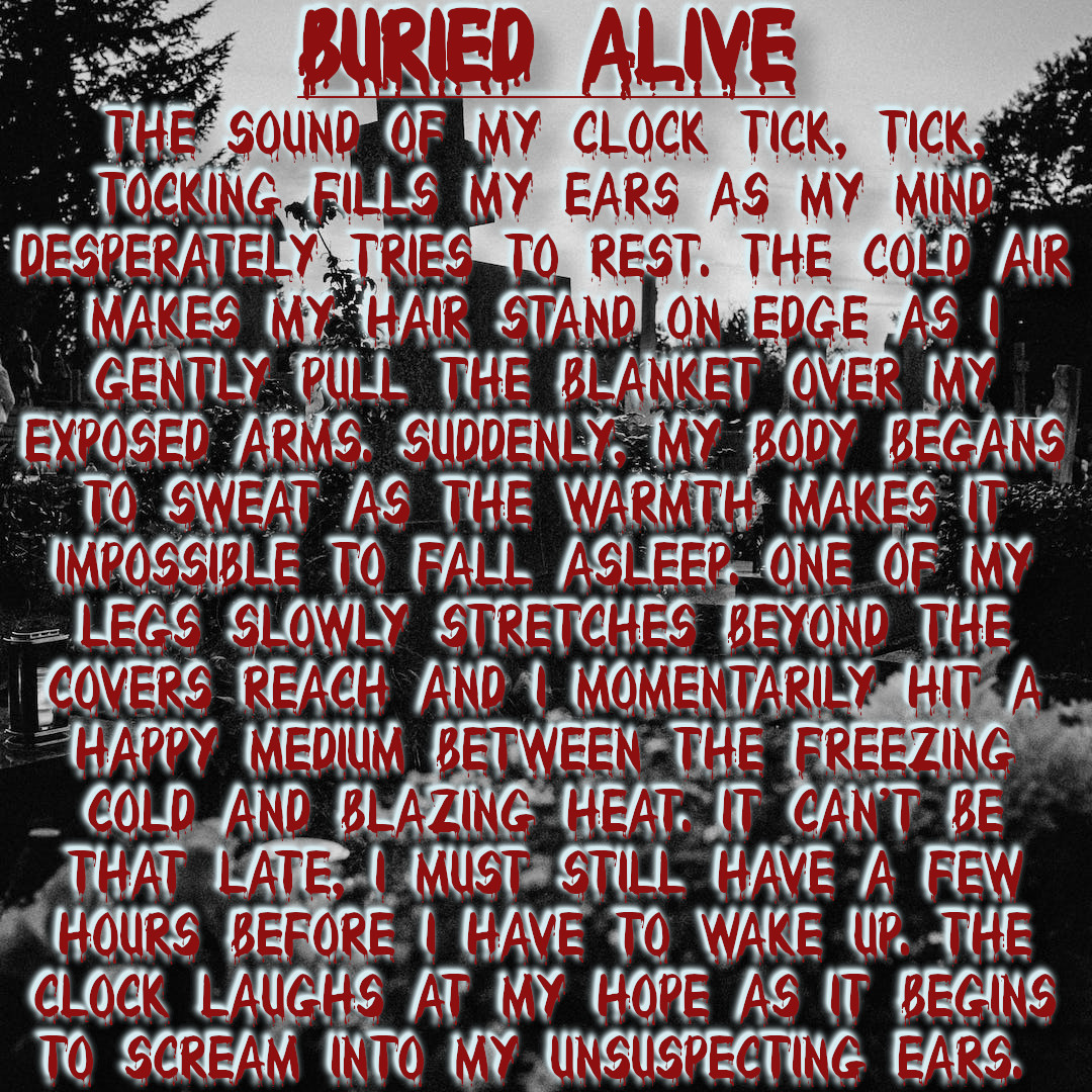 #horrorprompt #writer #horrorstory #horror #creepy #creepypasta #originalcharacter #originalstory #monster #danger #GRAVE #time #Encounter #scary #scarystories #horrorcreep #horrorcreator #horrorstory #horrorwriting #horrorwriter #Horrorfam #HorrorCommunity
By: I.M. Draco (1/2)