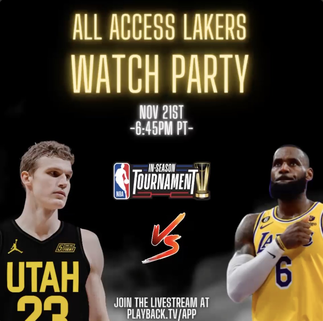 Live #lakeshow watch party for the in season tournament game! Full house tonight. @RajChipalu, @OVOLakeShow @AnthonyIrwinLA @Rome_Beast. Lakers Jazz live on @WatchPlayback PlayBack.TV/AllAccessLakers