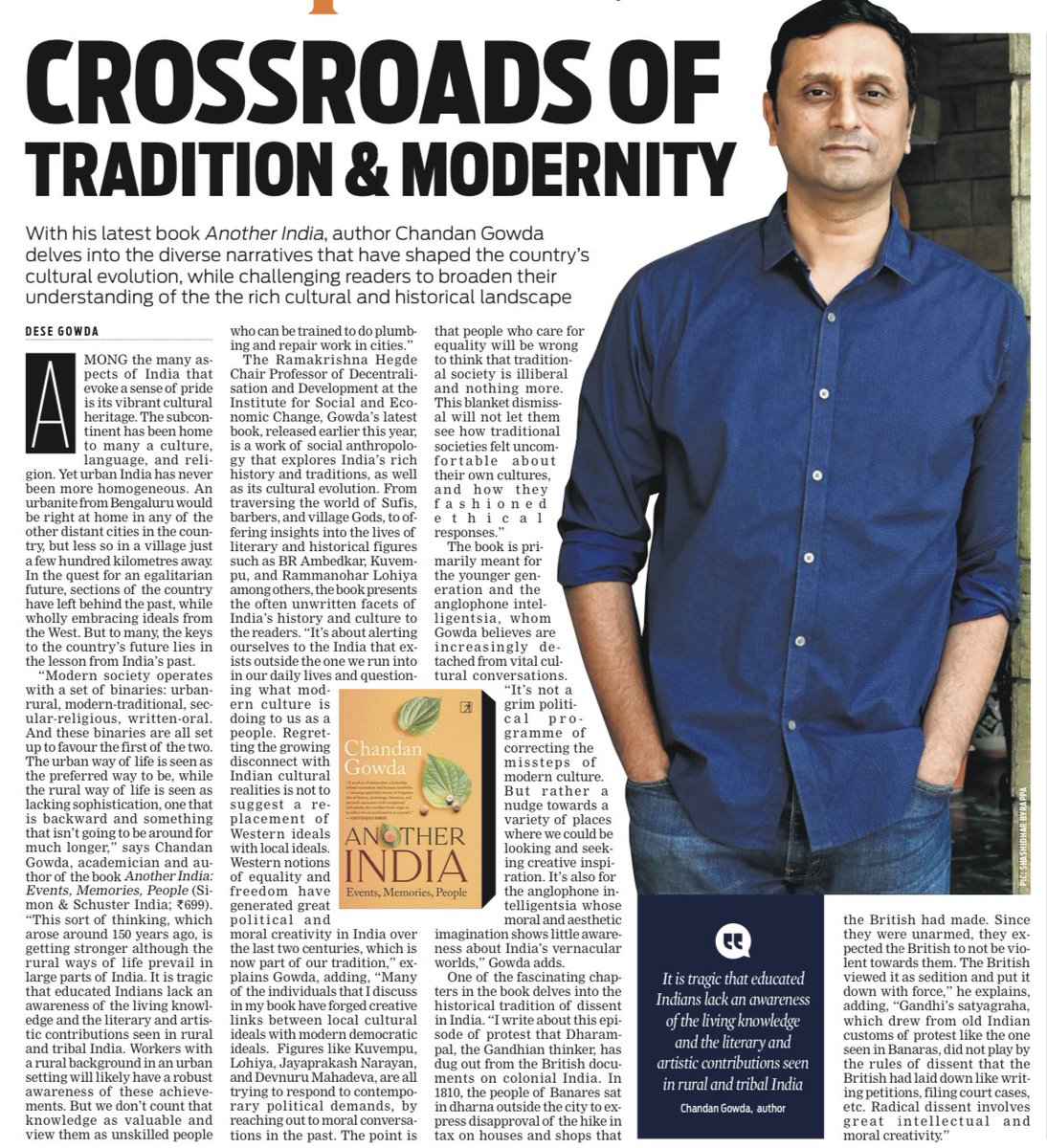 With his latest book Another India, author Chandan Gowda delves into the diverse narratives that have shaped the country’s cultural evolution, while challenging readers to broaden their understanding of the the rich cultural and historical landscape ✍🏼@dese_gowda