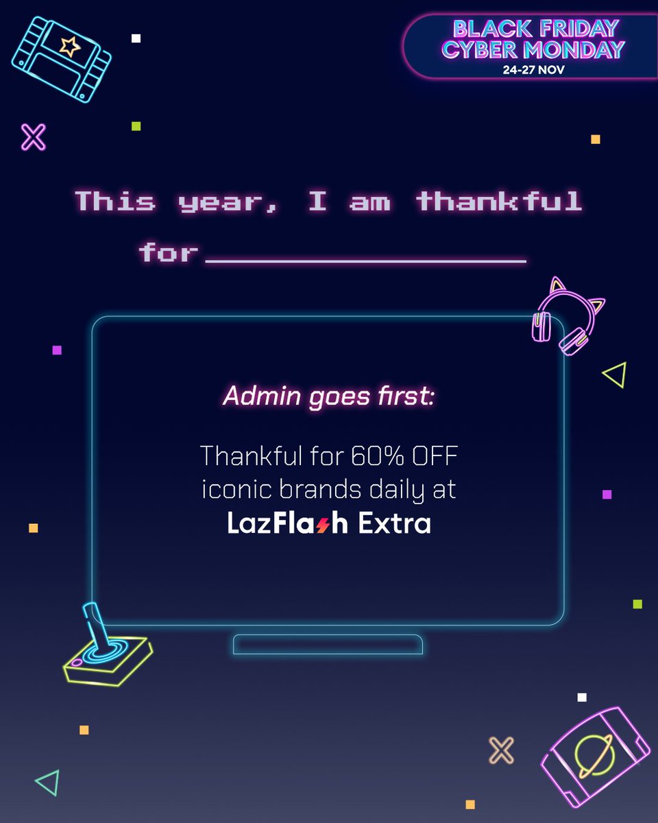 LazadaSG's tweet photo. Fill in the blank but also fill your carts this #BlackFridayCyberMonday! You really are getting maximum savings at #LazFlashExtra, besties! ๐ค
Shop at 12AM in-app, deals refreshes daily. ๐ค
#LazadaSG #LazSaveMoney #FreeShipping https://t.co/OuRYheFa1q