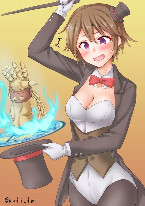 手品で鳩を出そうとしたら別のものが出てきた比叡 #艦これ版深夜の真剣お絵描き60分一本勝負 #艦これ版真剣お絵描き60分一本勝負_20231121