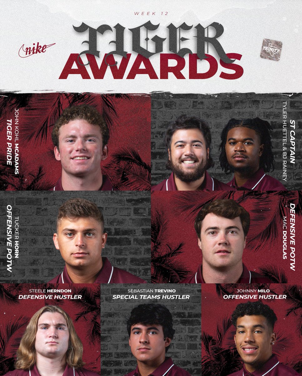 Trinity University Football (@tufootballtx) on Twitter photo πWeek 12π
#BTS #PTC #TFM πWeek 12π
#BTS #PTC #TFM