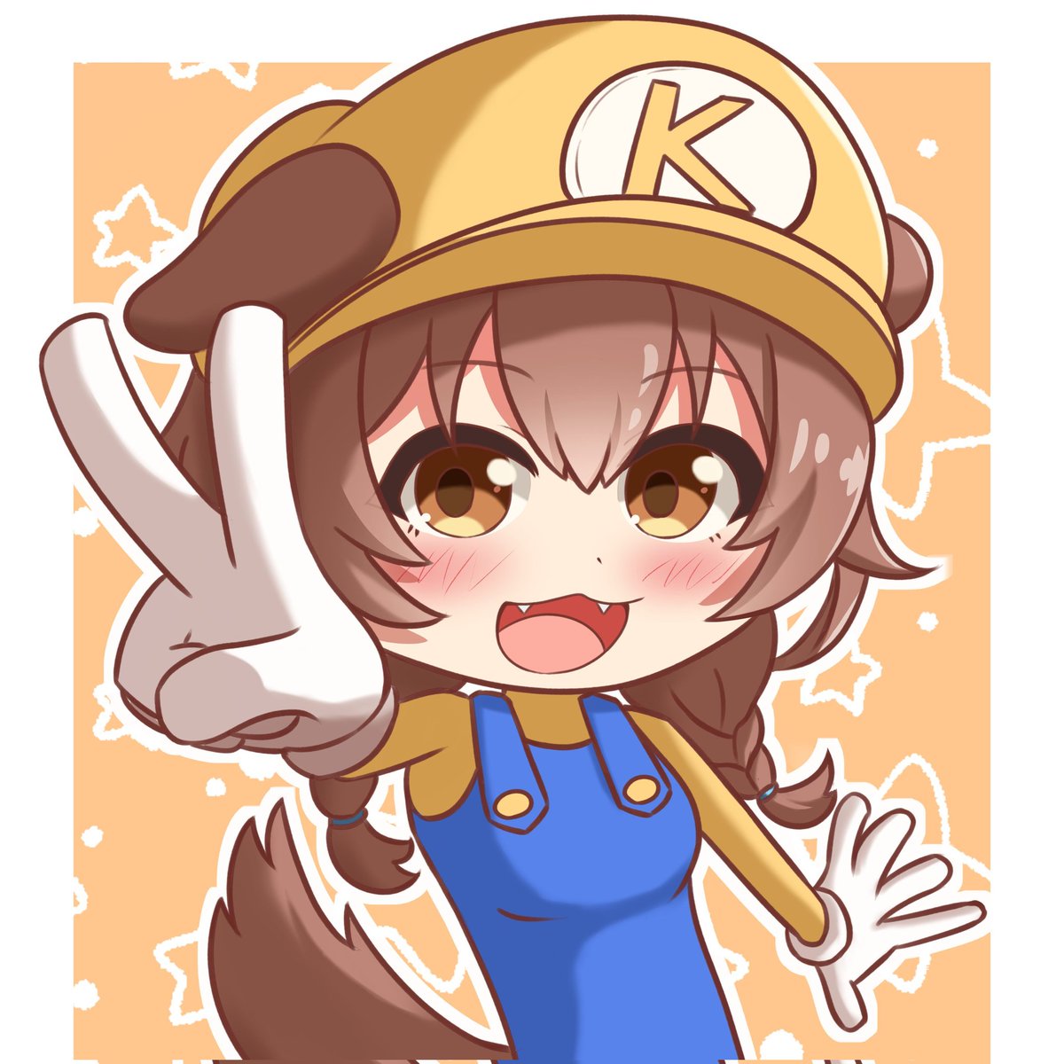 inugami korone 1girl fangs tail brown hair animal ears solo dog ears  illustration images