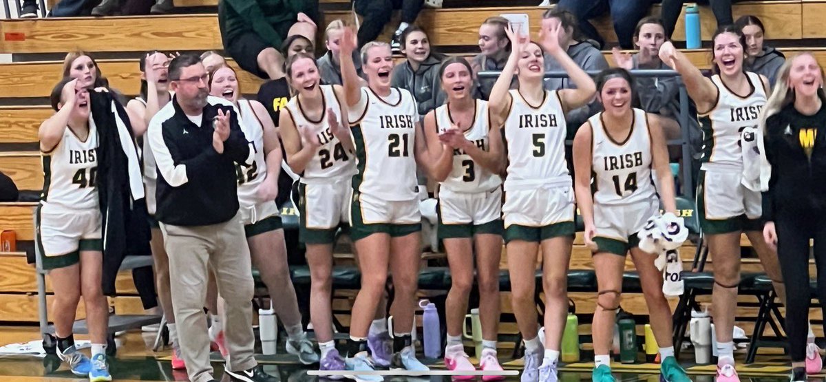 FreedomGBB's tweet photo. The Irish won their first conference win of the season defeating the Truckers 66-27, final.  Balanced scoring, clean passes, and a solid effort by all fifteen girls were the key in the victory. WE>ME 
🍀🏀💚 https://t.co/ALI7de6VFL