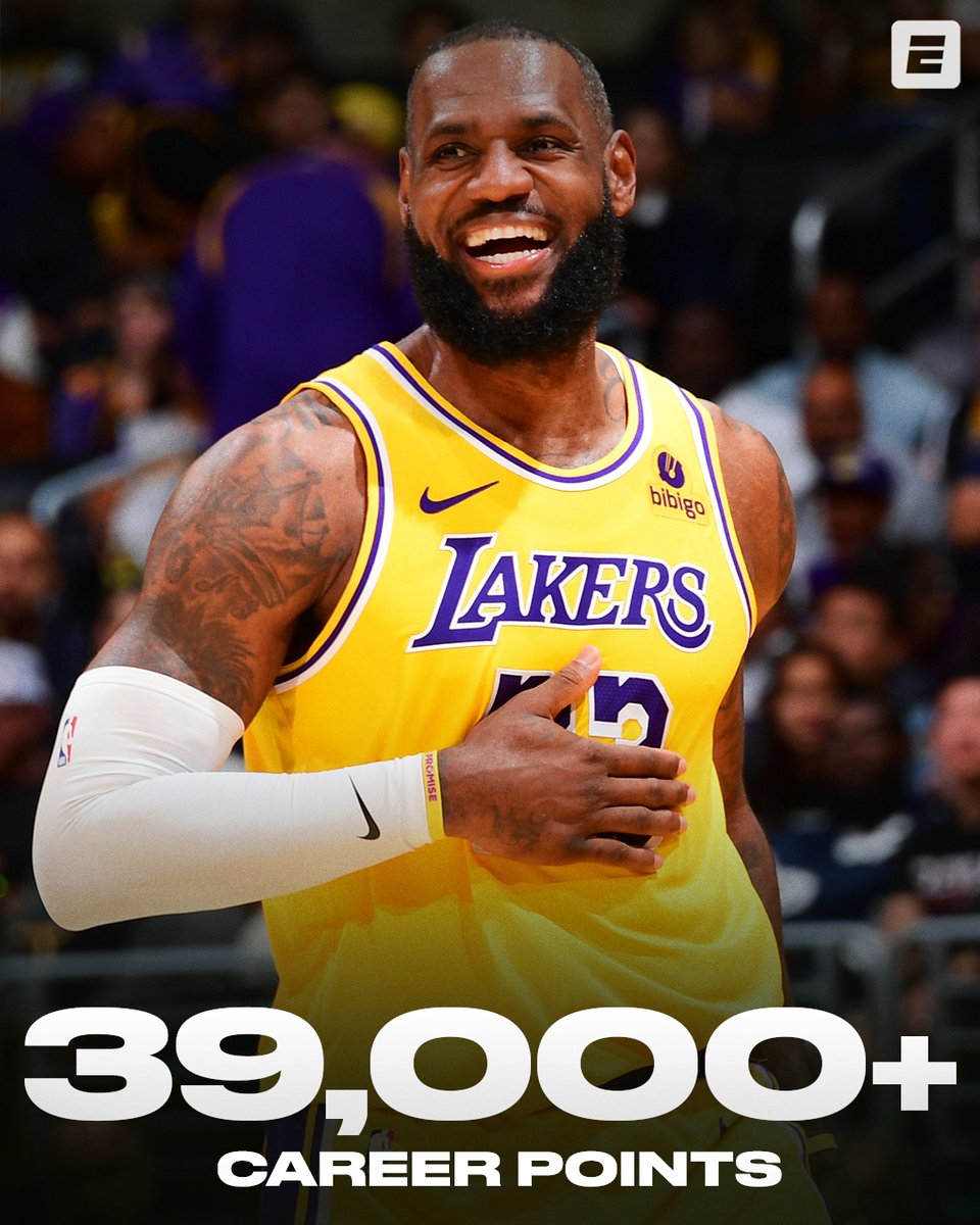 SportsCenter (@sportscenter) on Twitter photo THE KING STANDS ALONE 👑
The first player ever with 39,000 points and counting!
<a href="/KingJames/">LeBron James</a> | <a href="/Lakers/">Los Angeles Lakers</a> THE KING STANDS ALONE 👑
The first player ever with 39,000 points and counting!
<a href="/KingJames/">LeBron James</a> | <a href="/Lakers/">Los Angeles Lakers</a>