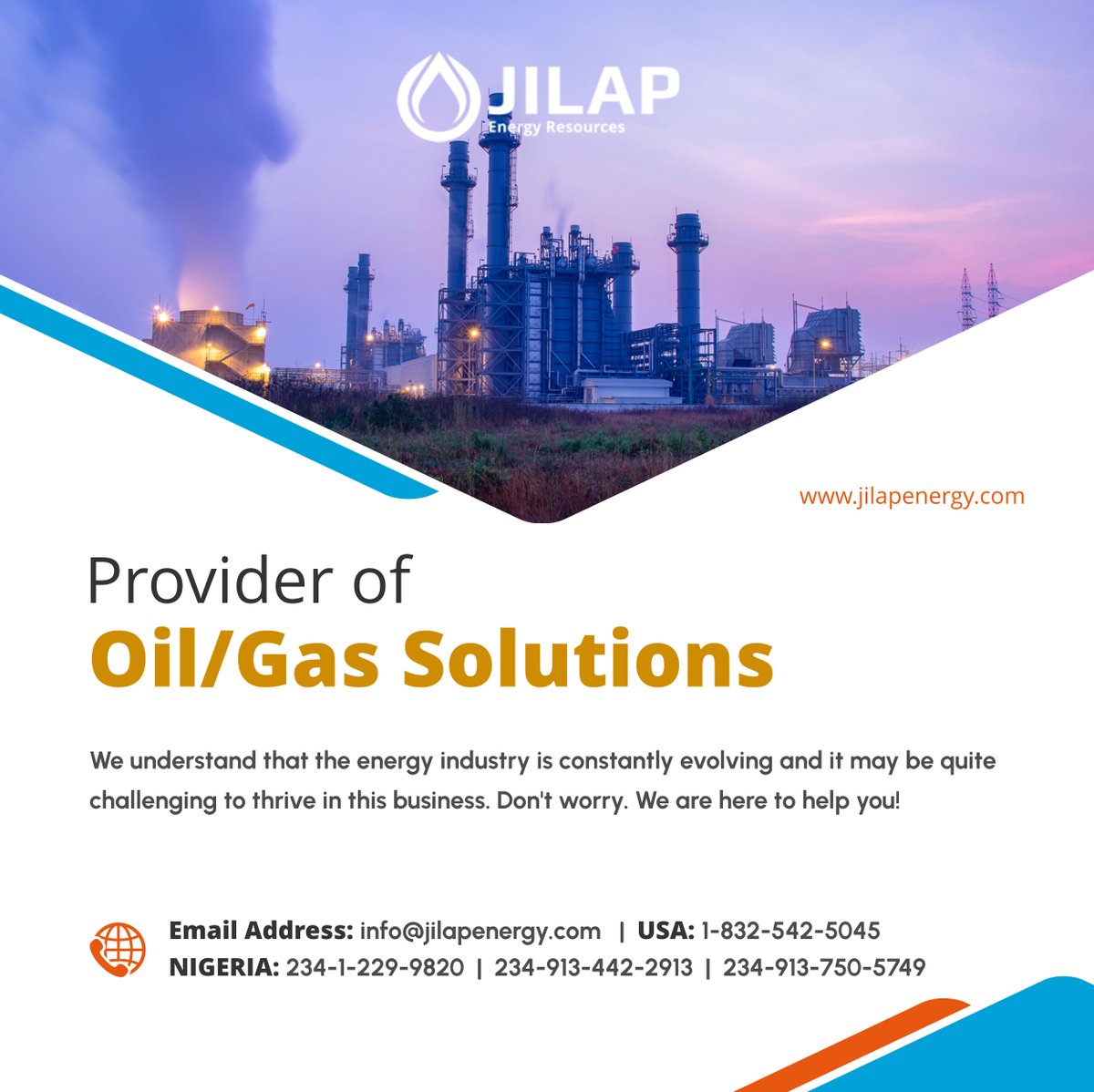 jilap_energy's tweet image. In the complex, critical, and ever-evolving energy industry, we offer trustworthy and custom consultancy services and solutions for you! Our expert team offer advanced, analytical, and practical solutions.

#OilAndGasSolutions #ConsultancyServices #RichmondTX